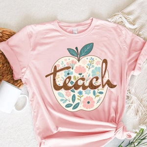 Floral Apple Teacher Shirt: Back To School Gift