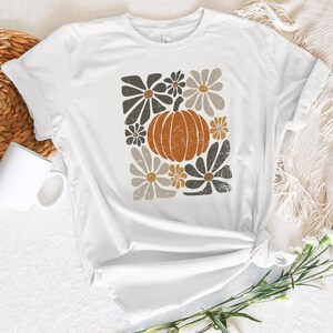 Boho Floral Pumpkin Shirt, Vintage Fall Aesthetic Tee, Autumn Vibes Sweatshirt, Cute Pumpkin Patch Shirt, Thanksgiving Outfit