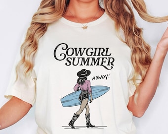 Coastal Cowgirl Summer Tee, Western Surf Shirt, Beach Girl Gift