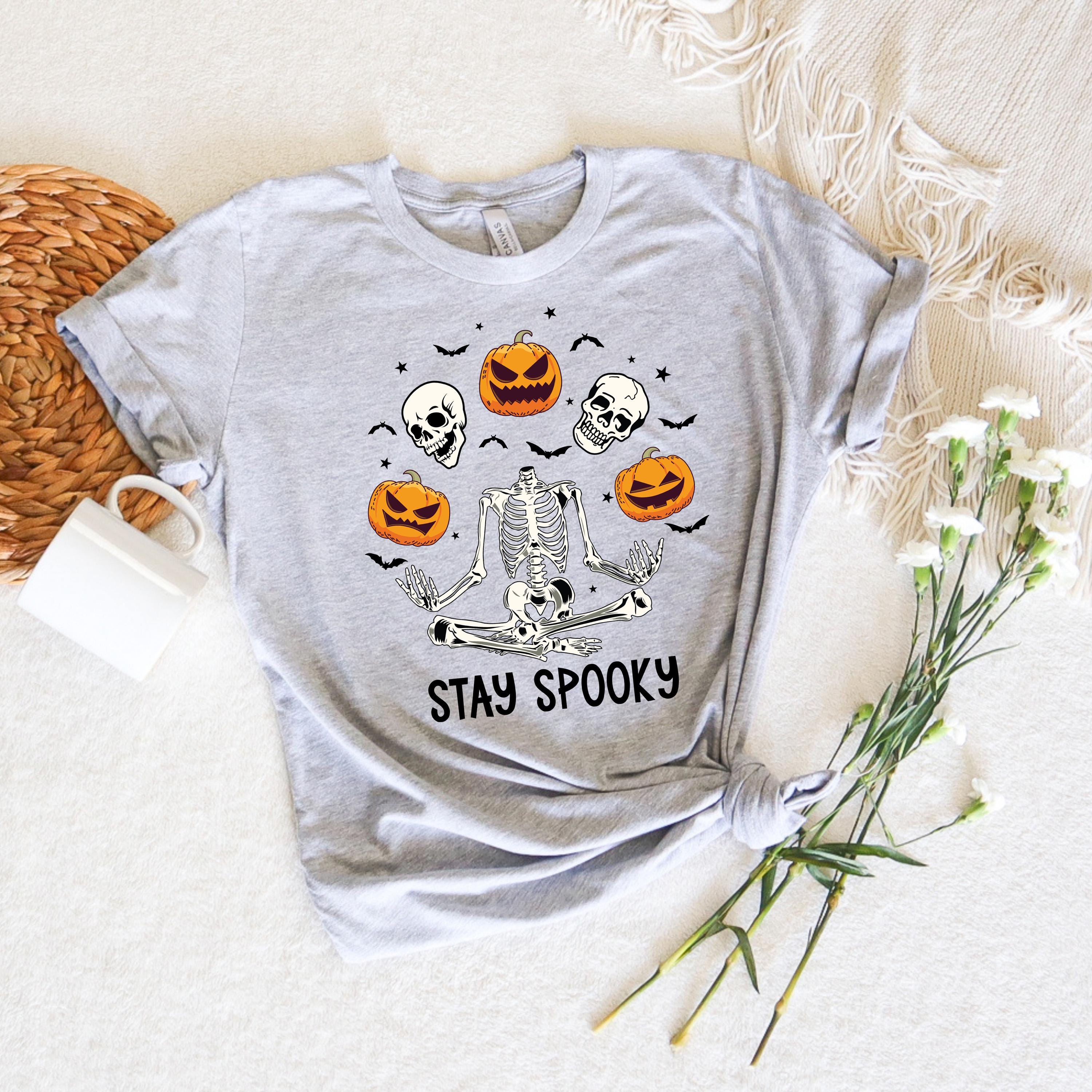 Stay Spooky Skeleton Shirt, Trendy Halloween Tee, Pumpkin Patch
