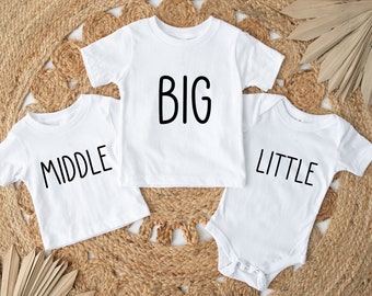 Big Middle Little shirt, Baby Announcement tshirt, Cousin Squad shirt, Sibling To Be Matched, Baby Brother Sister, Third Sibling Reveal