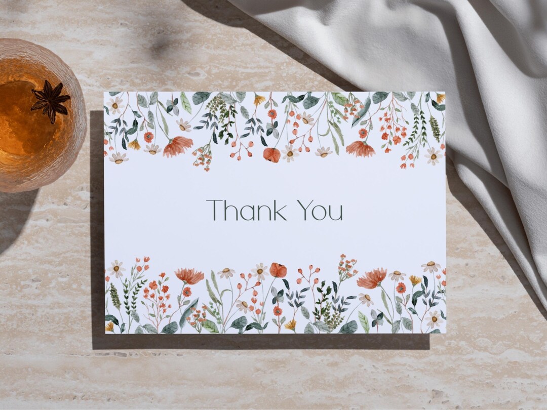 Printable Floral 5x7 Thank You Card Digital Download - Etsy