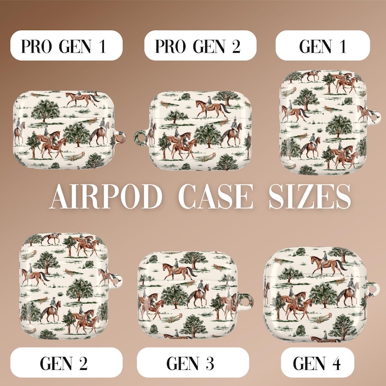 AirPod Pro Case Keychain Horse Girl Gift Tech Accessory Equestrian Birthday Gift for Her AirPod 4 Equestrian Design Horse Girl Tech Gift image 5