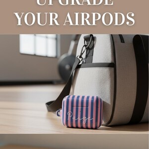 Gestreifte Airpods-Hülle Airpods 4 Hülle Modernes Design Tech Accessoire Geschenke für Teenager Mädchen Adrette Drahtlose Halter Benutzerdefinierter Name Monogramm Geschenk Bild 19