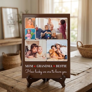 Mothers Day Gift Ceramic Photo Collage Desk Decor Custom Family Picture Personalized Photo Collage Best Friend Birthday Gift Idea Grandma