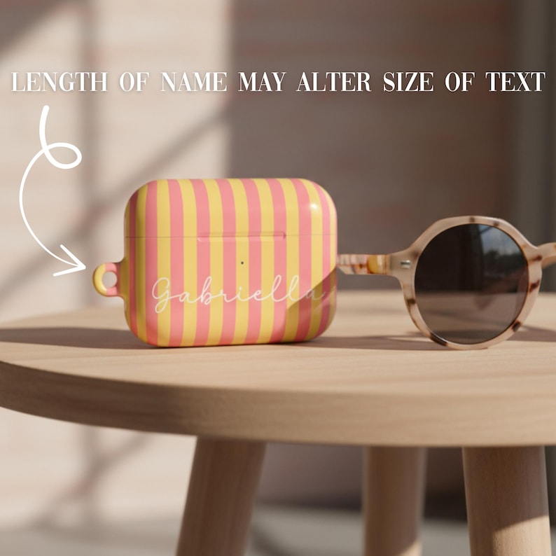 Gestreifte Airpods-Hülle Airpods 4 Hülle Modernes Design Tech Accessoire Geschenke für Teenager Mädchen Adrette Drahtlose Halter Benutzerdefinierter Name Monogramm Geschenk Bild 9