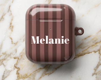 Personalisierte Airpods 4 Hülle Name Geschenk für sie Monogramm Mädchen Reise Geschenke Gestreifte Reisezubehör Schutzhülle AirPods Pro Case