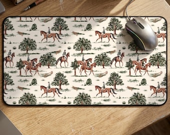 Equestrian Mouse Pad Desk Mat Home Office Traditional English Horse Racing Pattern Workspace Gifts for Horse Riders Equestrian Gifts Horse