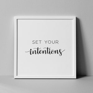 Establezca sus intenciones, letras a mano con bolígrafo de tinta, inspiradoras y motivacionales