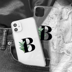 Initials case for Xiaomi 12S 12T 13T pro lite 11T Mi note 10, plant custom monogram phone cover Redmi Note 13 pro plus 12R 12 11 11S 10S