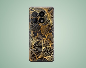 Gold leaves plant case for Asus RogPhone 5 Zenfone 9 8 5, Nothing phone 2a, Motorola Moto Edge 50 ultra, Sony Xperia 10 III IV VI 1 5