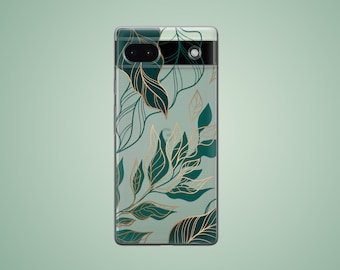Plant case for Google Pixel 6a 7a 8a 8 pro 7 6 5, gold leaves phone cover for OnePlus 12R 11 10T 10 9 pro 8 7T Nord CE 3