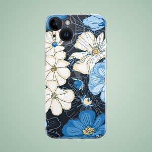 Blue flowers case for Sony Xperia 10 III IV VI 1 5, Huawei P20 lite P10 plus P30 P40 P50 pro, Nothing phone 2a, Motorola Moto Edge 50