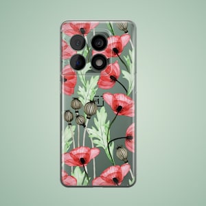 Poppy case for Oppo A52 A54s A79 Reno 12 11 F 10 5 8 lite Find X5, red flowers phone cover for Google Pixel 8a 8 7a 7 pro 6a 6 5