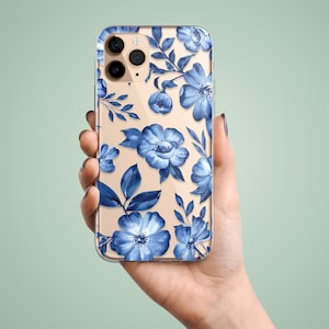 Flowers case for iPhone 16 pro 15 plus 14 13 mini 12 11, blue china phone cover for Apple Xs max Xr X SE 8 7 6