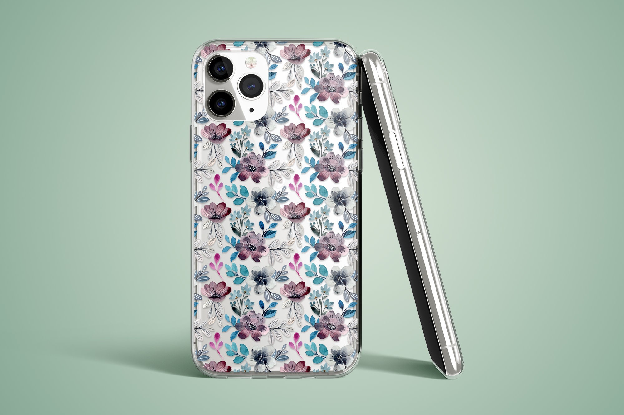 Cavka Funda De TPU Compatible Con IPhone 16 15 14 13 12 11 Pro Max Plus Mini Xs Xr X 8 7 6 5 SE Flores Florales Femeninas Dise&ntilde;o Estampado Blanco