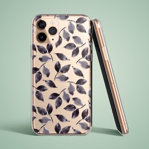 Leaves case for Pixel 9 pro fold 8a 8 6a 7a 7, black elegant plant phone cover for Oppo Reno 12 11 F 10 8 A58 Find X5 X3, OnePlus 12 Nord 4