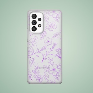 Floral case for Oppo A52 A54s A79 Reno 11 F 10 5 8 lite Find X5, purple flower leaves phone cover for Google Pixel 8a 8 pro 7a 7 6a 6 5
