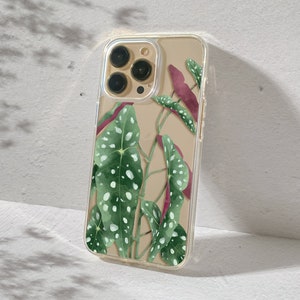 Begonia case for iPhone 8 7 6 5 Xr Xs X SE, plant phone cover for iPhone 16 15 14 13 mini 12 11