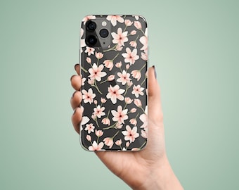 Flowers case for iPhone 16 15 plus 14 pro max 13 12 mini 11, pink botanical phone cover for Apple iPhone Xr Xs SE X 8 7 6