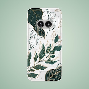 Green and gold leaves case for Nothing phone 2a, Motorola Moto G31 G5, Sony Xperia Pro-I 10 IV 10 III Vivo Y33