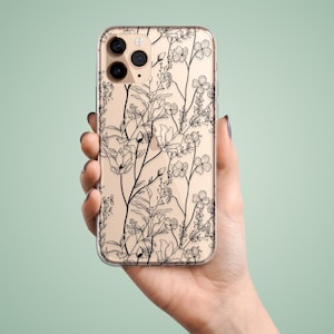 Elegant black plant phone case for Sony Xperia 10 III IV VI 1 5, Nothing phone 2a, Lg K20 K30 2Q6, Asus RogPhone 5 Zenfone 5 8 9