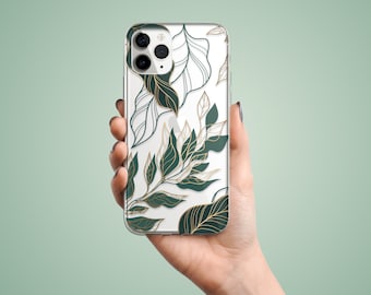 Leaves case for iPhone 15 pro max 14 plus 13 mini, cover for Apple iPhone 12 11 Xr Xs SE, elegant gift for plant lovers