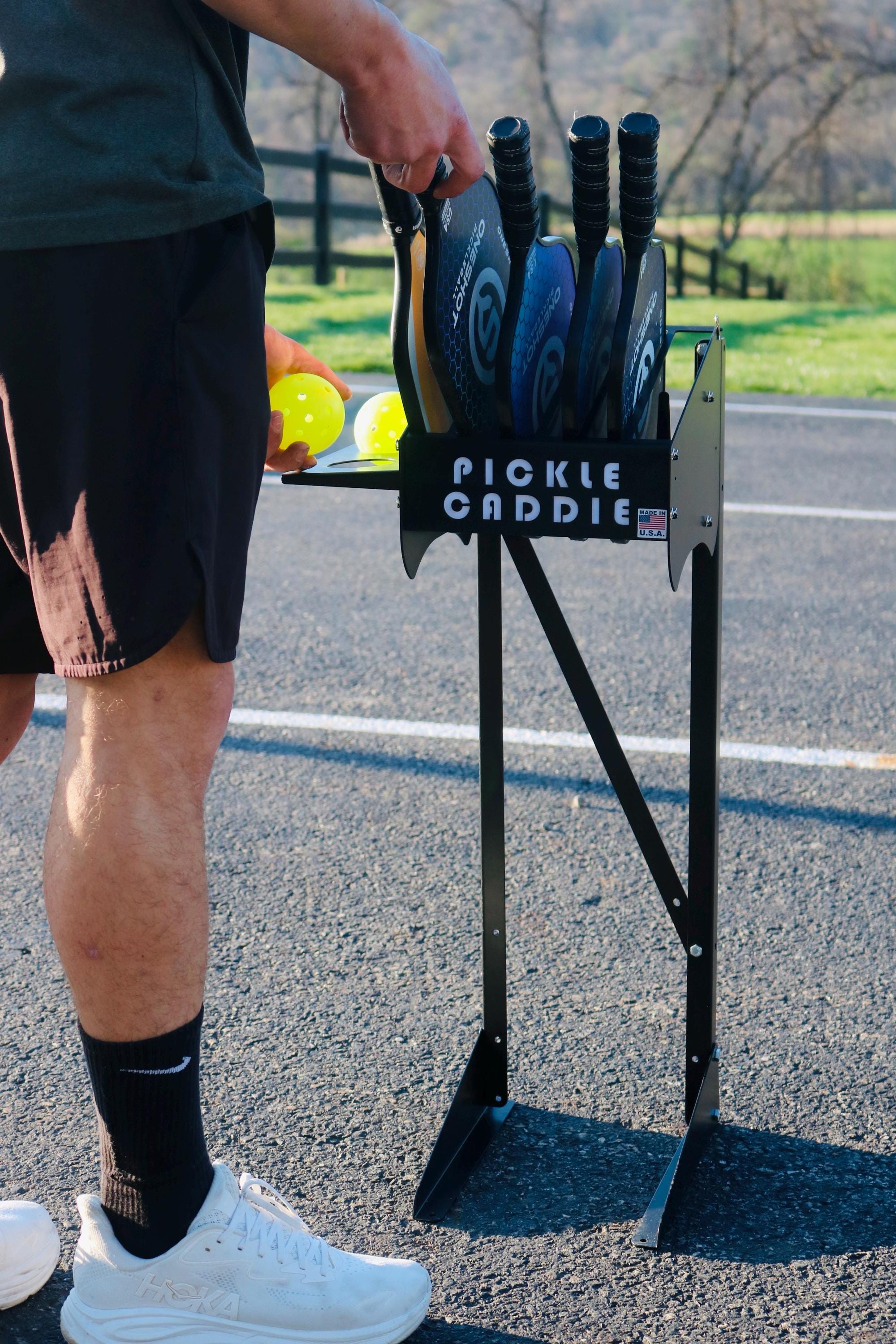 Pickleball Paddle and Ball Holder: Portable Storage Rack for 8 Paddles ...