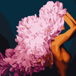 Flower head paint by number FRAMED peony painting Paint by numbers kit for adult Painting on canvas Flower painting Paint by numbers peony