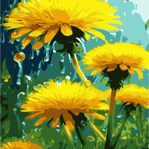 Yellow flowers FRAMED canvas painting by number hobby kit adults Spring Flower paint by numbers Home decor birthday gift DIY floral coloring