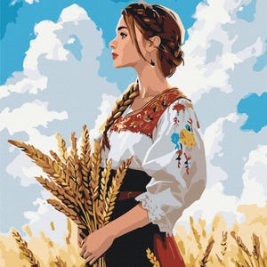 Paint by numbers kit FRAMED color by numbers for adults Canvas painting Girl ukraine art people picture Diy craft kits girlfriend gift ideas
