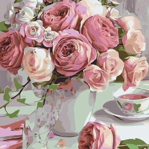 Pintura por números sobre lienzo ENMARCADO Cuadro de peonía Regalo para el hogar Colorear por números para adultos Kits de manualidades Arte mural de flores Kit de manualidades para adultos