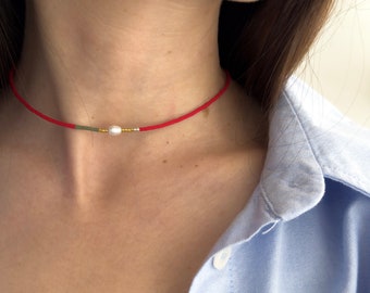 Miyuki Halskette, Minimalist Halskette, einzigartige Halskette, Perlen Halskette, Geschenk für sie, jeden Tag Halskette, zierliche Halskette
