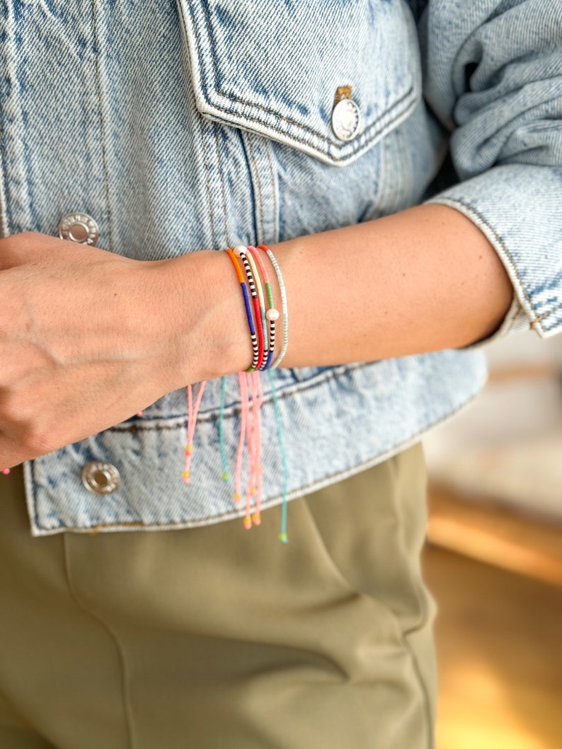 Miyuki beaded bracelet, everyday minimal bracelet, colorful bracelet, unique bracelets,Adjustable bracelet, elegant bracelet,dainty bracelet zdjęcie 4