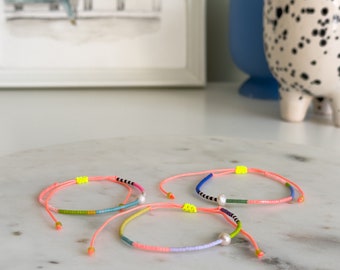 Neon bracelet, summer bracelet, Miyuki beaded bracelet, tiny pearl bracelet, unique bracelet, minimalist bracelet, dainty bracelet, bracelet