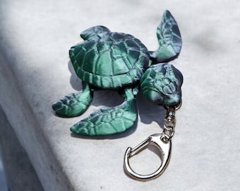 Tiny Turtle Keychain Articulated 3D Print Design By Cinderwing