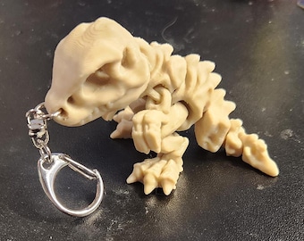 Tiny T-Rex Fossil Key Chain Articulated 3D Print Design By Cinderwing