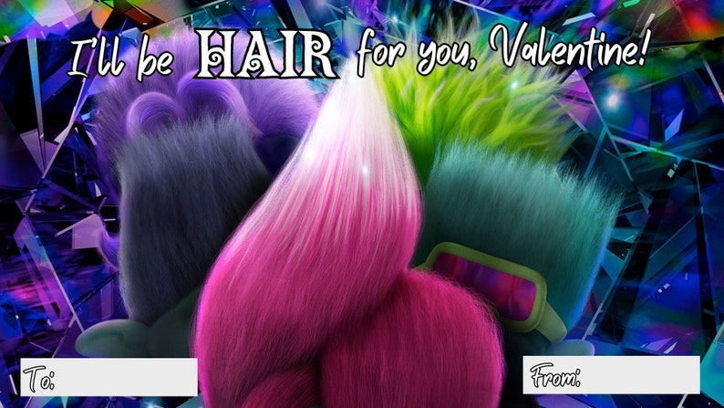 Trolls Valentine's Day Cards, Kids Classroom Valentines, Printable ...