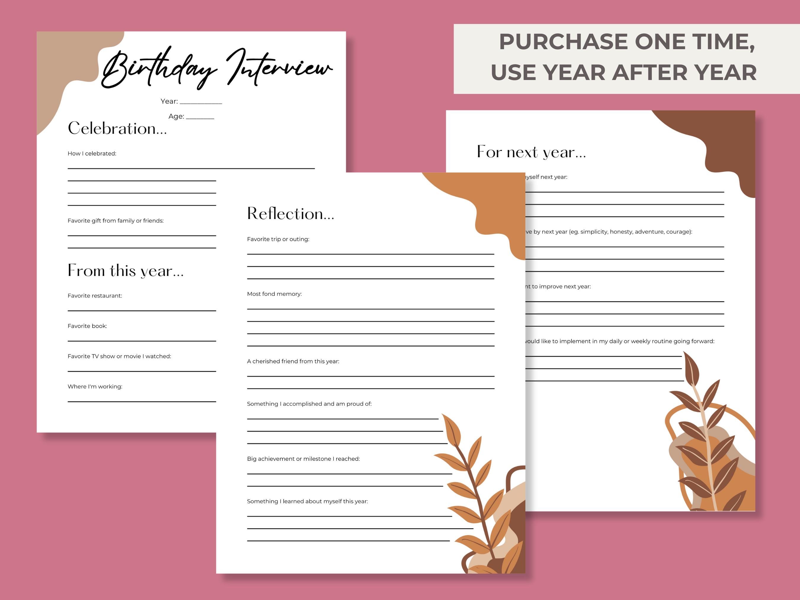 Adult Birthday Interview – Digital Download - Etsy