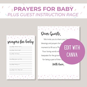 Tarjetas de oración para bebés (más extra) Instrucciones para invitados (descarga digital)
