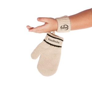 Merino Wool Gloves Kids Toddlers – Children Gloves with Wrist Strap - Never-Lose Patented Design Band String -  Knit Mittens Cold Weather
