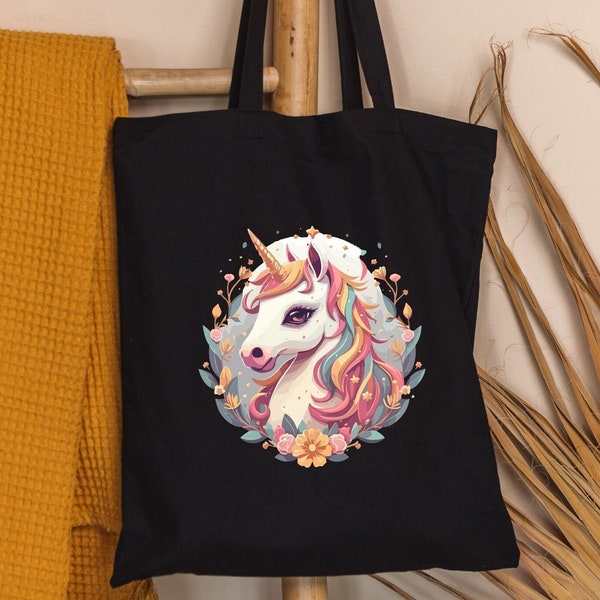 Unicorn Tote Bag, Unicorn Print Bag, Gift for Unicorn Lover, Canvas Tote Bag, Book Carrier Bag, Animal Print Tote, Cute Unicorn Bag