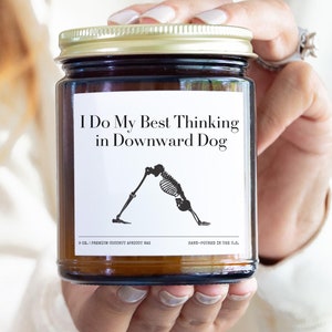 Yoga Candle, Gift for Yoga Practitioner, Funny Yoga Saying Candle, Downward Dog Yoga Instructor Gift, Yoga Gift for Him, Instructor