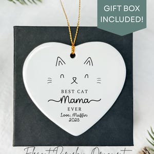 Personalized Cat Mom Ornament, Cat Lover Christmas Gift, Custom Cat Name Ornament, Cat Mama Keepsake, Gift from Cat, Custom Gift for Cat Mom