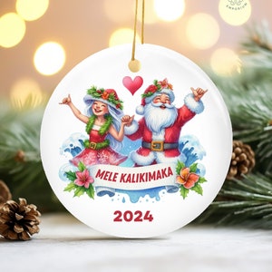 Hawaiian Santa, Mele Kalikimaka, Christmas Ornament, Hawaiian Christmas, Tropical Ornament, Hawaiian Souvenir, Island Christmas, Aloha Gift