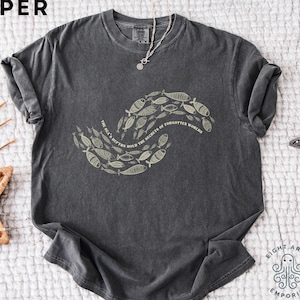 Vintage fish T-Shirt, Comfort Colors® School of Fishes Graphic Tee, Inspirational quote Shirt, Y2K Aesthetic Beach Shirt, Washed Coastal Tee