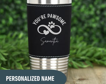 Vet Tech Tumbler, Veterinarian Cup, Pet Sitter Gift, Personalized Vet Mug, Vet Appreciation Gift, Leatherette Cup, Cat Dog Foster Mom Cup,