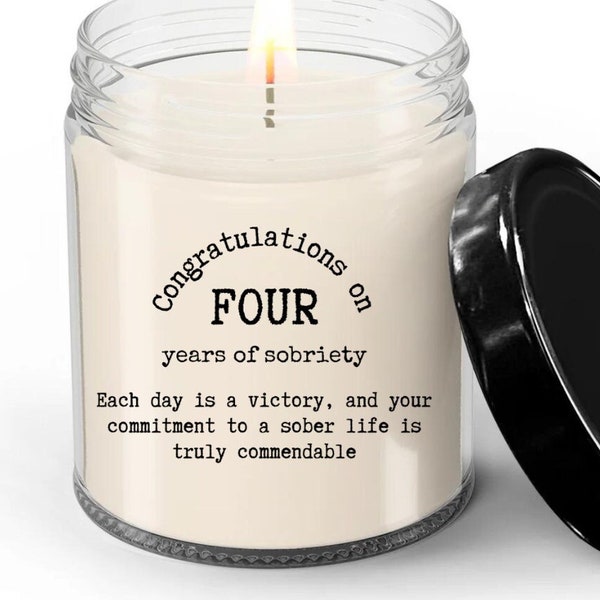 Four-Years Sober Anniversary Candle, Three Years Sober, Sobriety Gift, Sober Anniversary, NA Gift, 4 Years Clean, Celebrate Sobriety