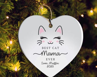 Personalized Cat Mom Ornament, Cat Lover Christmas Gift, Custom Cat Name Ornament, Cat Mama Keepsake, Gift from Cat, Gift for Cat Mom