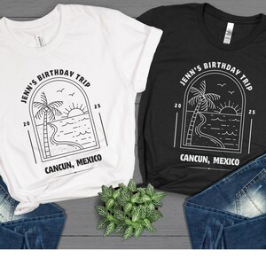 Strand-Geburtstags-Reise-T-Shirt, passende Urlaubs-T-Shirts für Familie und Freunde, passende Gruppe personalisiertes 2025 Spring Break Tee